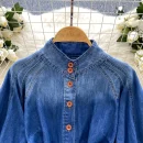 LW0833 Women's Slimming Blouse Solid Pattern Waist Collared Shirt Stand Collar Woven Top Casual Wear Spring 2025