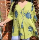 New Printed Cotton Linen V-neck Short Sleeve Pullover Shirt