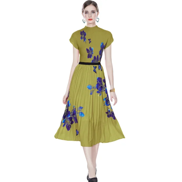 LE1255 in Stock 2025 New Women's Cool Print With Pleated Skirt Casual Short-sleeved Top Pleated Skirt 2-piece Set - Image 5
