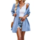 2025 Summer Shirt Women Temperament Commuter Solid Color Long Sleeve Tops High Quality Cotton T-shirt Simple Cardigan Fashion