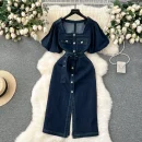 LE2651 Boutique Denim Dresseses Female Korean Short-Sleeved Autumn Midi Dress Direct Elegant Women'S Dresses