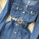 LE2650 Ladies Boutique Denim Dresseses Female Korean Long Sleeve Autumn Winter Midi Dress Woman Direct 2025