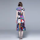 LE1244 in Stock Boutique Womens 2 Piece Sets High Quality Fabric Short-Sleeved Top Miyake Pleated Printed Long Pleated Skirt