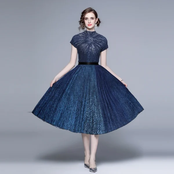 LE1241 in Stock Summer Casual Floral Midi Skirt Pleated Women Plus Size 2 Piece Set Women Miyake Pleated Printed Boutique Dress