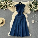 LE2654 Boutique Denim Dresseses Female Korean Metal Button Sleeveless Midi Dress Elegant 2025 New Women'S Long Dress