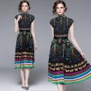 LE1266 Best-selling Women's Sets Miyake Pleated Print Pleated Long-sleeved T-shirt High Quality Fabric Women Two Pieces Set