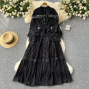 LE2620 Autumn Vintage Hollow Hook Flower Lace Dresses Elegant Women'S Boutique Women'S Boutique Socialite Long Dress
