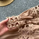 LE2620 Autumn Vintage Hollow Hook Flower Lace Dresses Elegant Women'S Boutique Women'S Boutique Socialite Long Dress