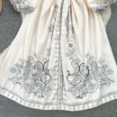 LE2586 Vintage Printed Dresses Autumn Lantern Long Sleeve V-Neck Holiday Dress Women Boutique Belted Midi Party Dresses Robe