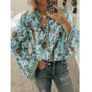 Women's Chiffon Floral Printing Blouses Elegant Shirts Women Tops