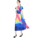 LE1236 Elegant Women's Diamond V-Neck Dress Nailed Beaded Lantern Sleeves Plus Size Short Newly Arrived Boutique Clothing Set