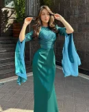 LE2591 Autumn Patchwork Gauze Ong Sleeve Party Maxi Dresses Socialite Party Evening Gown Ladies Lace-Up Back Design Dress Women