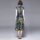 LE1359 Miyake Pleated Skirt 2025 New Stand Collar High Stretch Print Top Pleated Skirt Boutique 2 Piece Set Loose Large Size