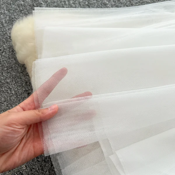LE4774 White Dinner Party Dress for Women Heavy Industry Cutout Hook Lace Patchwork Receiving Waist Mesh Dress for Women - Image 6