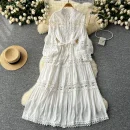 LE2620 Autumn Vintage Hollow Hook Flower Lace Dresses Elegant Women'S Boutique Women'S Boutique Socialite Long Dress
