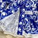 LE2578 Blue and White Print Mini Elegant Dresses Female Stand Collar Pearl Single Breasted Lace Women'S Boutique A-Line Dresses