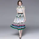 LE1357 Original Design 2025 Dressy Print Miyake Ruffle Elegant Fashion 2 Piece Set High Stretch Loose Top Pleated Skirt Set