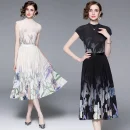 LE1279 2025 Boutique Two Piece Set T-Shirt Printed Pleated Skirt Boutique Women'S 2-Piece Set Miyake Pleated Casual Style Sets
