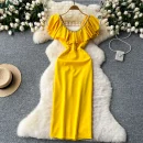 LE2622 Elegant Industry Diamond Fold V-Neck Party Dresses Flying Sleeve Package Hip Midi Dress Boutique Socialite Evening Dress