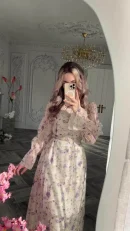 LE2700 Dubai Floral Printed Party Dinner Evening Gown Maxi Women 2025 Fall Gentle Snow Textile Gentle Floral Long Dress Lady