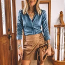 Women Fashion High Quality Outwear Wash Denim Blouse Shirt Jacket