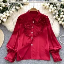 LW0745 Senior Sense Shirt Women Three-Dimensional Flower Light Luxury Temperament Blouses Elegant Women