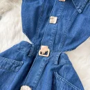 LE2653 Boutique Denim Dresseses Female Korean Metal Button Sleeveless Midi Dress Direct Elegant Women'S Dress