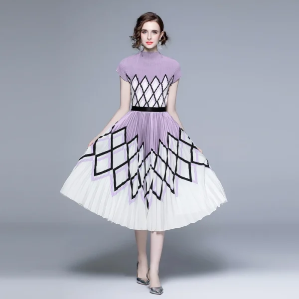 LE1237 New Arrived Miyake High Quality Elegant Print Pleated Fashion Suit Two-Piece Set Boutique Dress Skirts - Image 2