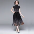 2025 Leopard Print Miyake Pleated Top Long Pleated Skirt High Quality Fabric Pleated Top Pleated Skirt Boutique Women's Sets