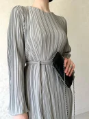 LE2587 Women'S Boutique Fold Casual Dresses Autumn Flared Long Sleeve Pleated Maxi Dresses Women Socialite Party Evening Gown