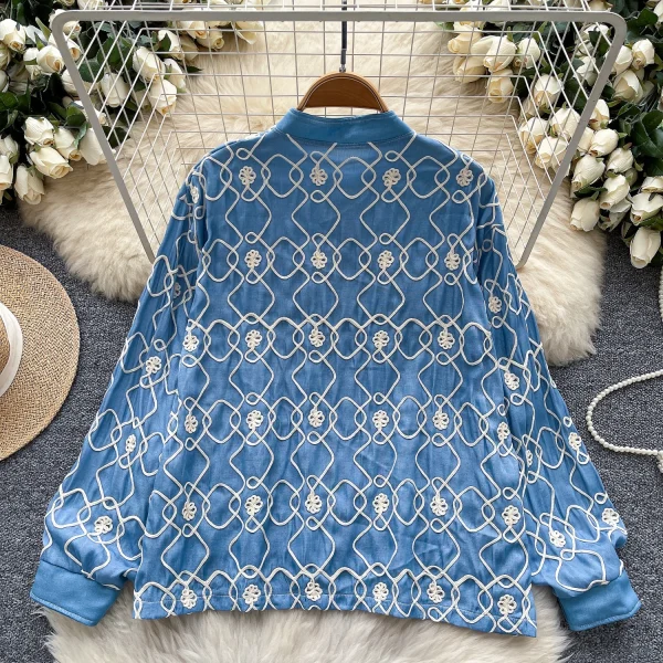LW0650 Foreign Style Embroidery Single Breasted Shirt Woman Vintage Loose Base Long Sleeve Shirt Woman Blouses for Lady - Image 4