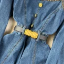LE2649 Ladies Boutique Denim Dresseses Female Square Neck Autumn Winter Midi Dress Woman Direct Long Dresses