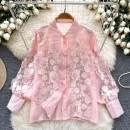 LW0746 Light Wind Minority Long-Sleeved Shirt Women'S Hollow Embroidery Lapel Slimming Women'S Blouses Elegant Women