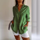 New Single-breasted Pleated Lapel Shirt Ladies Solid Colour Blouse