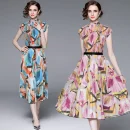 High Quality 2 Piece Sets Short-Sleeved T-Shirt Women Two Miyake Pleated Skirt Set Printed Pleated Boutique Women'S Set