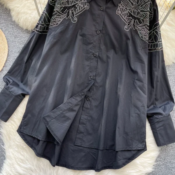 LW0706 Light Vintage Style Shirt Women'S Embroidered Hot Diamond Style Top Blouses Elegant Women Shirts for Women Tops - Image 6