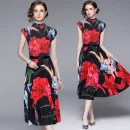 LE1278 Latest Miyake Pleated Casual Style Sets Floral Print Pleated T-Shirt and Printed Pleated Skirt Boutique Two Piece Sets