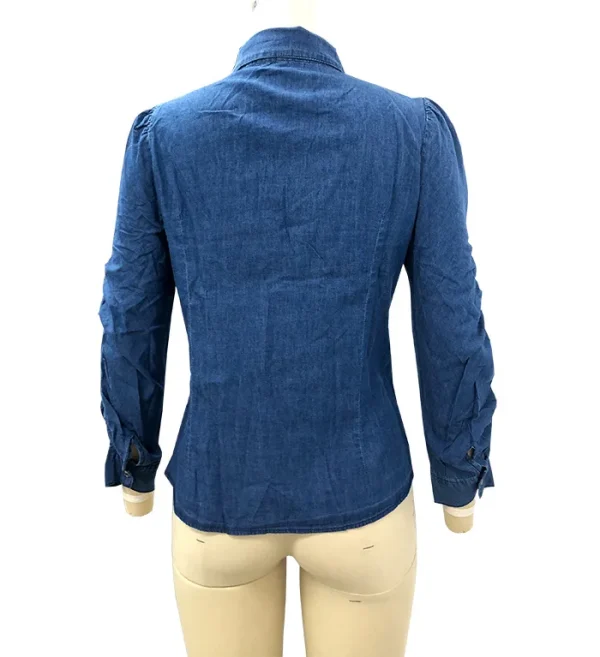 Women Fashion High Quality Outwear Wash Denim Blouse Shirt Jacket - Image 6