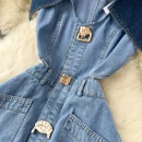 LE2652 Boutique Denim Dresseses Female Korean V-Neck Sleeveless Midi Dress Direct Elegant Women'S Dresses