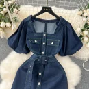 LE2651 Boutique Denim Dresseses Female Korean Short-Sleeved Autumn Midi Dress Direct Elegant Women'S Dresses