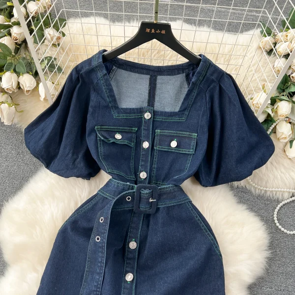 LE2651 Boutique Denim Dresseses Female Korean Short-Sleeved Autumn Midi Dress Direct Elegant Women'S Dresses - Image 3