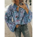 Women's Chiffon Floral Printing Blouses Elegant Shirts Women Tops