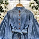 LW0833 Women's Slimming Blouse Solid Pattern Waist Collared Shirt Stand Collar Woven Top Casual Wear Spring 2025