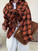 Plus Size Graceful All-match Plaid Casual Shirt 2025 New Arrival Hot Sale Simple Loose Top Coat Women