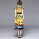 LE1357 Original Design 2025 Dressy Print Miyake Ruffle Elegant Fashion 2 Piece Set High Stretch Loose Top Pleated Skirt Set