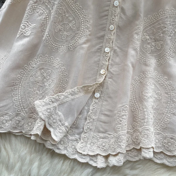 LW0655 Vintage Style Embroidery Shirt Women'S Loose Casual Long-Sleeved Blouse Shirts for Women Tops - Image 6