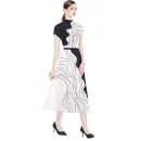 LE1249 in Stock Print Pleated Short-Sleeved T-Shirt Women Two Pieces Set Miyake Pleated Skirt Set 2025 High Quality 2 Piece Sets