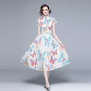 LE1238 in Stock New Pleated Print Evening Gown Dress Elegant Summer 2 Piece Set for Women Miyake Pleated Boutique Midi Skirt