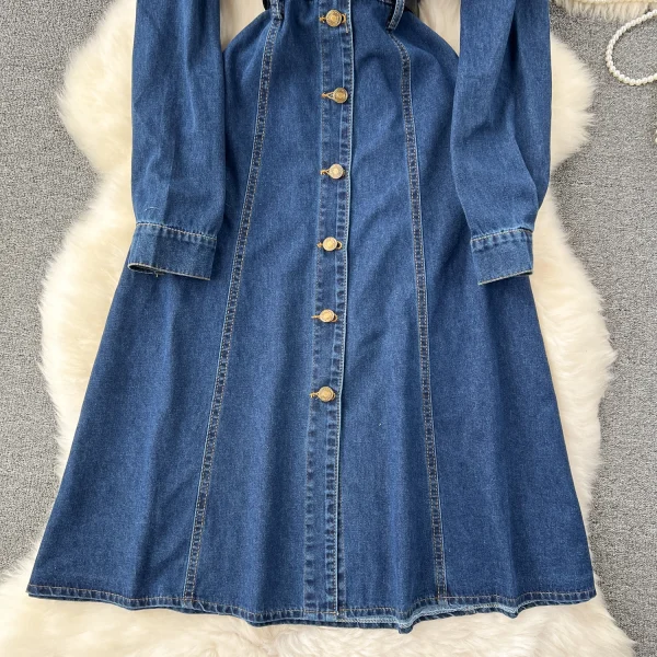 LE2650 Ladies Boutique Denim Dresseses Female Korean Long Sleeve Autumn Winter Midi Dress Woman Direct 2025 - Image 4