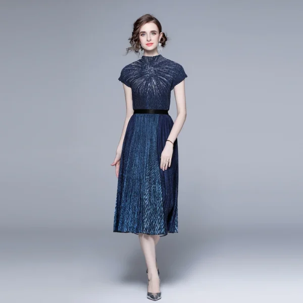 LE1241 in Stock Summer Casual Floral Midi Skirt Pleated Women Plus Size 2 Piece Set Women Miyake Pleated Printed Boutique Dress - Image 2